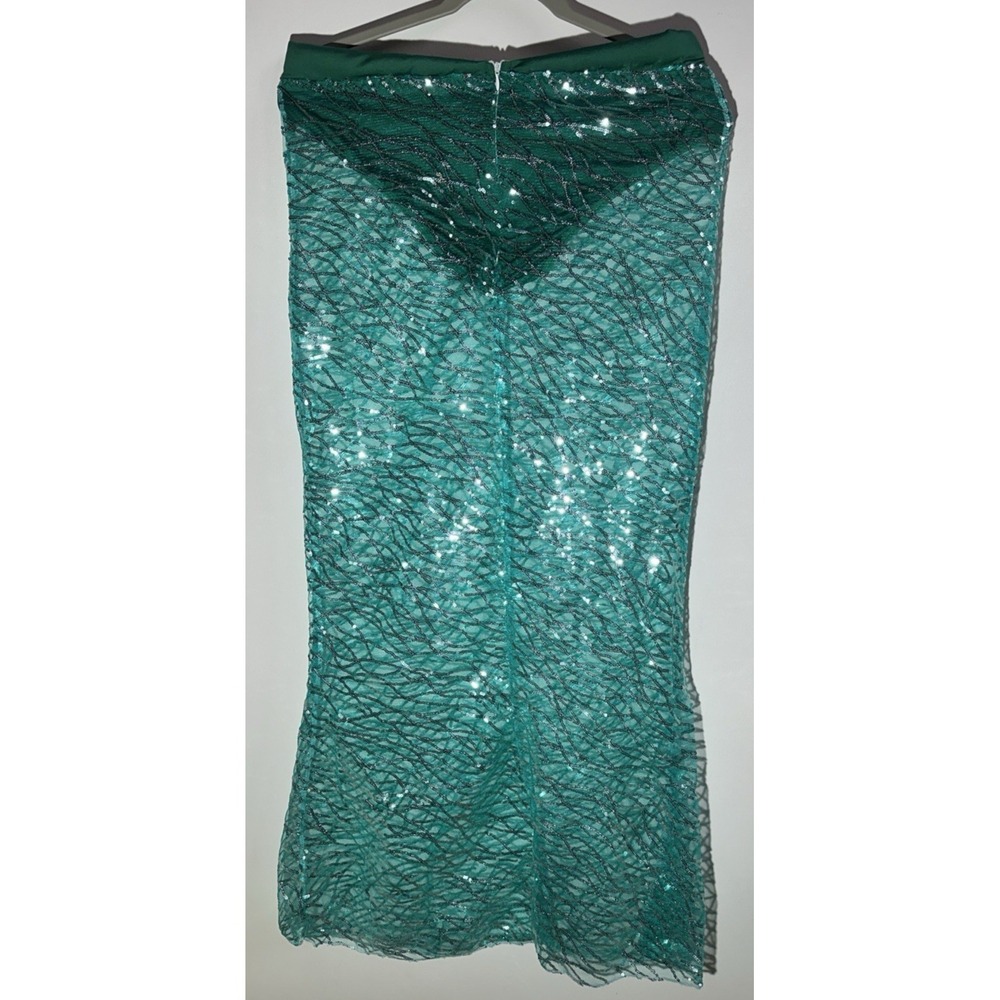 Aquamarine Sheer Sequin Mermaid Skirt with bottom solid panty Size L NEW